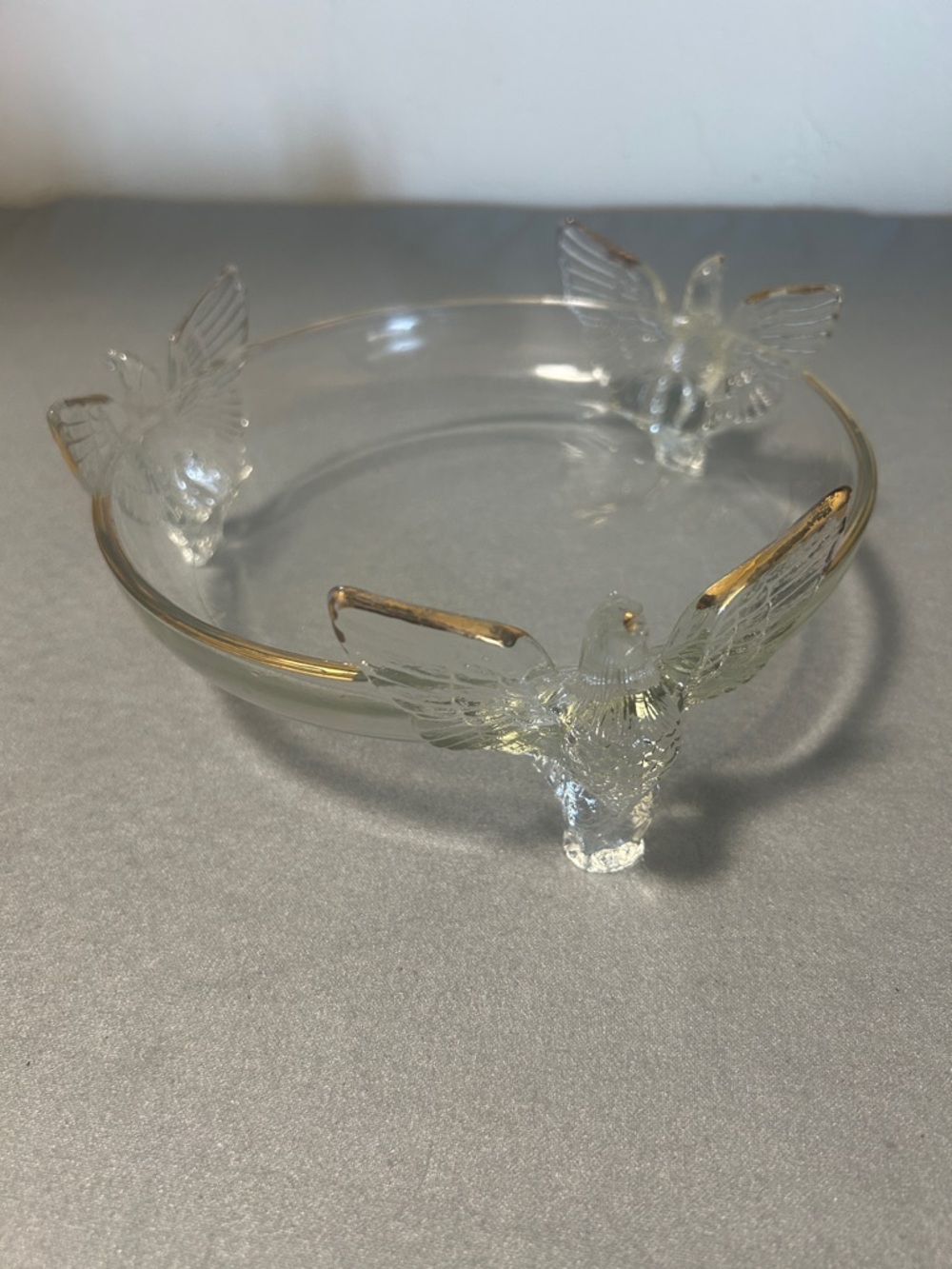 Vintage Jeannette Glass “Three Eagle “ candy bowl
